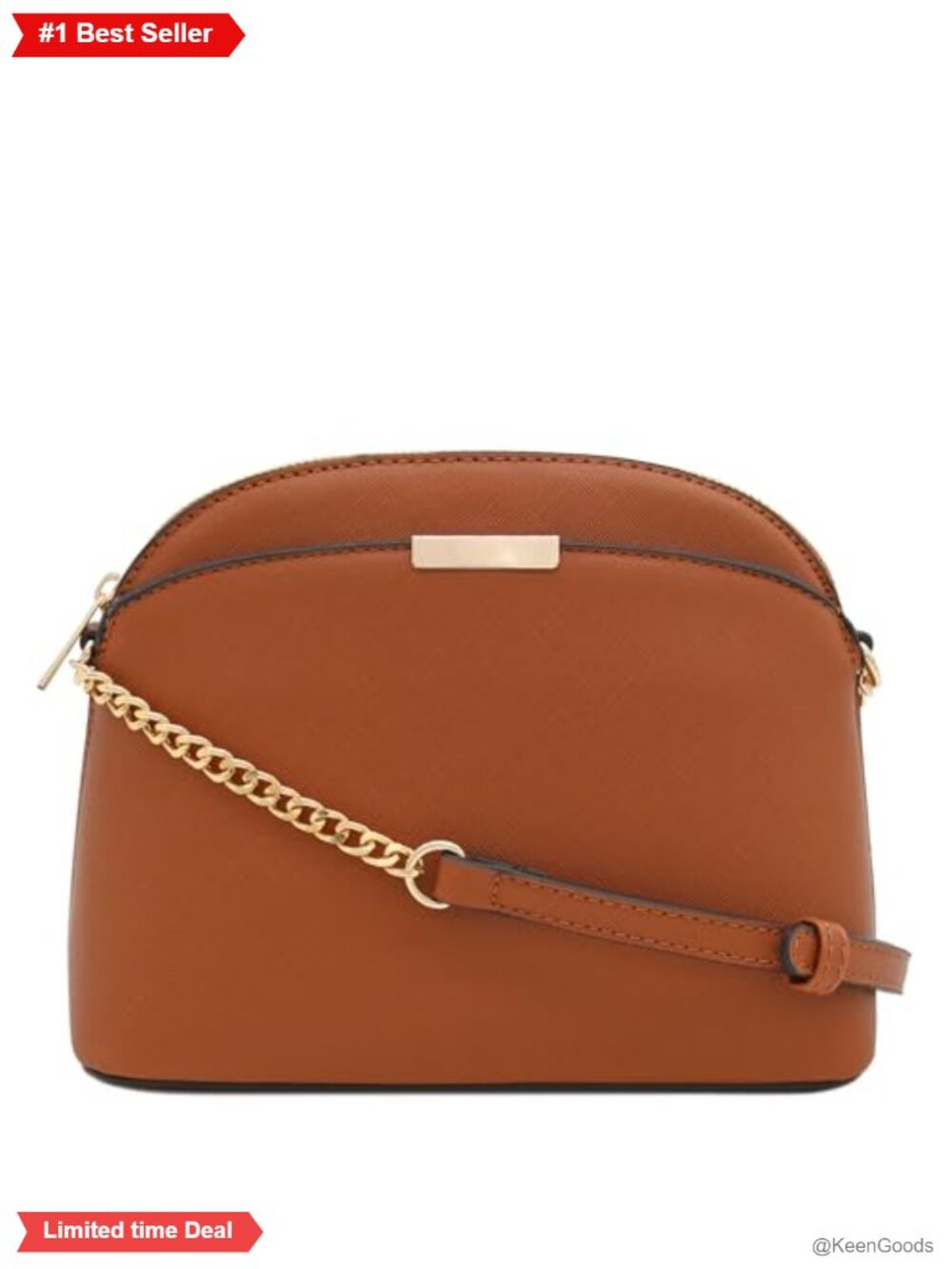 Small Dome Crossbody Bag Faux Leather Chain Strap Adjustable